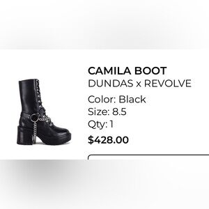 Camila Black Lace Up Boots Revolve x Dundas 8.5